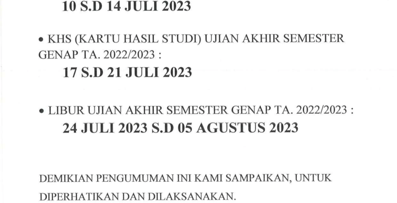 Pengumuman Penting untuk Mahasiswa STIE Cendekia Karya Utama
